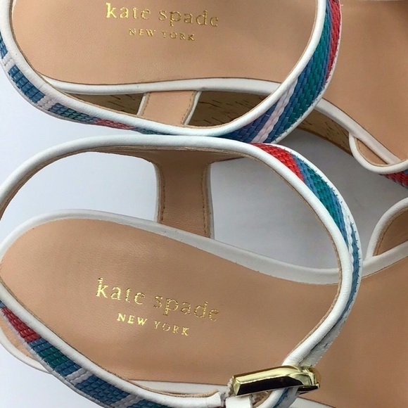 Kate Spade Grace Striped Raffia Platforms Size 9.5B.. - Picture 12 of 16